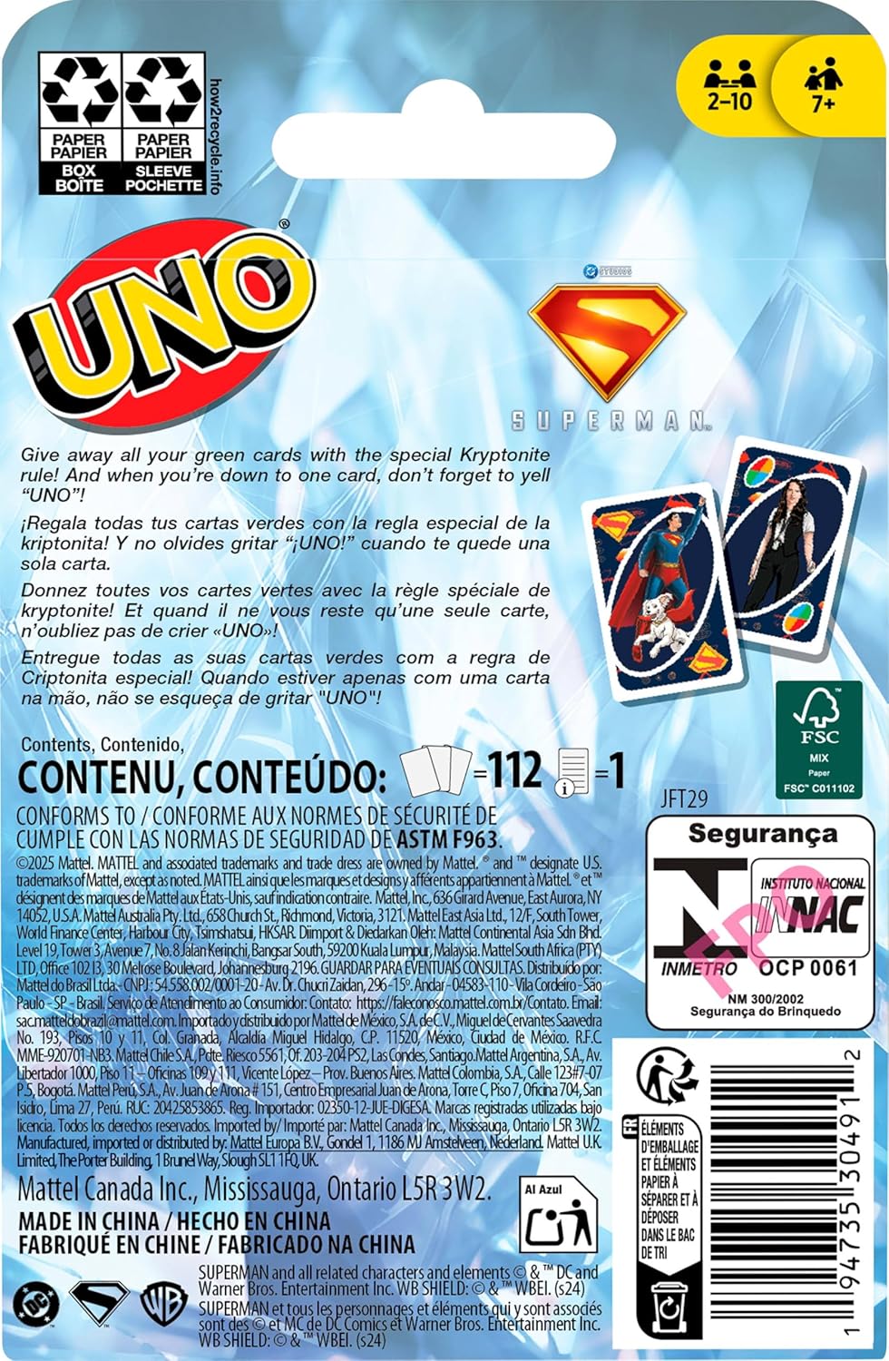 Mattel Uno Superman Card Game - Image 5
