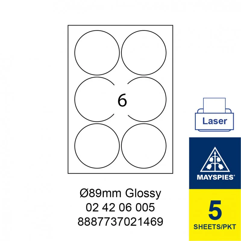 MAYSPIES LABEL 20MM RD WHITE GLOSSY 5'S - Image 7