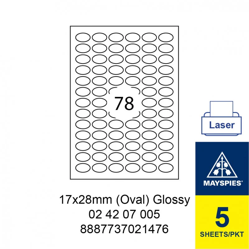 MAYSPIES LABEL 20MM RD WHITE GLOSSY 5'S - Image 9