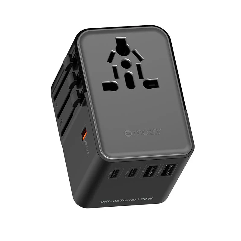 Mazer M-IFTravel170PD-BG InfiniteTravel GaN PD70W 3C+2A World Travel Charger (Black) - Image 3