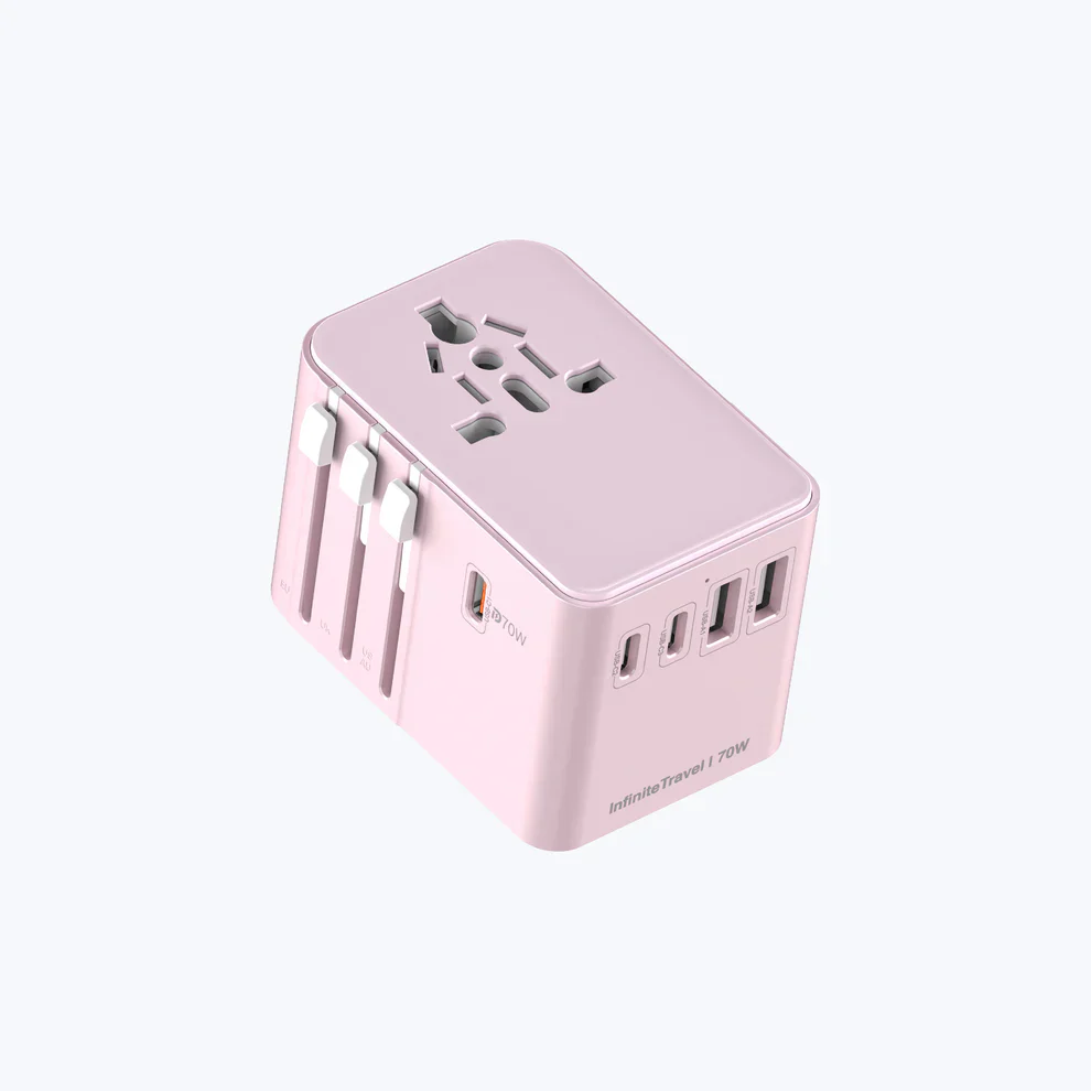 Mazer M-IFTravel170PD-PK InfiniteTravel GaN PD70W 3C+2A World Travel Charger (Pink) - Image 2