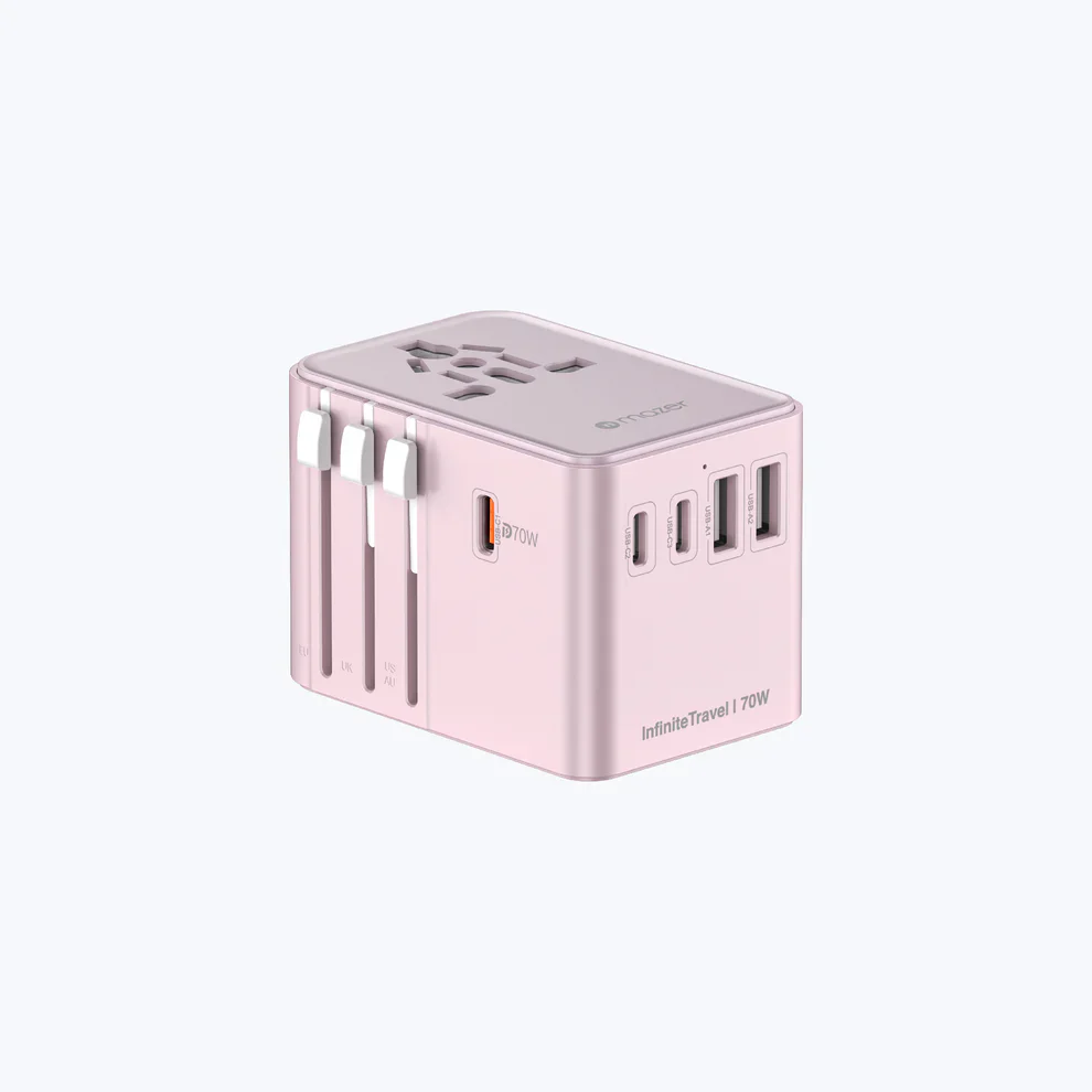 Mazer M-IFTravel170PD-PK InfiniteTravel GaN PD70W 3C+2A World Travel Charger (Pink) - Image 3