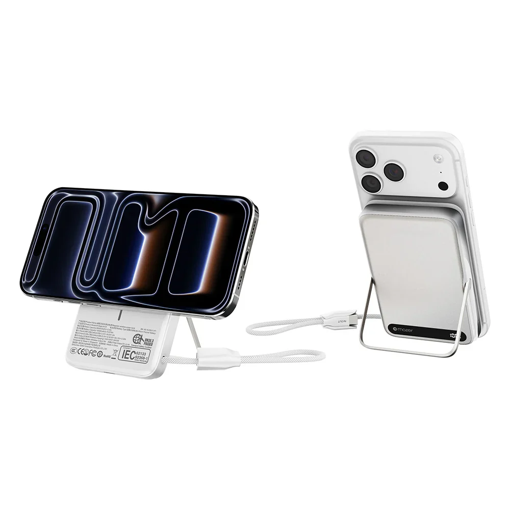 Mazer M-MagLink19-SV 10kmAh PD27W CCC Power Bank with Built-in Stand and Cable - Image 4