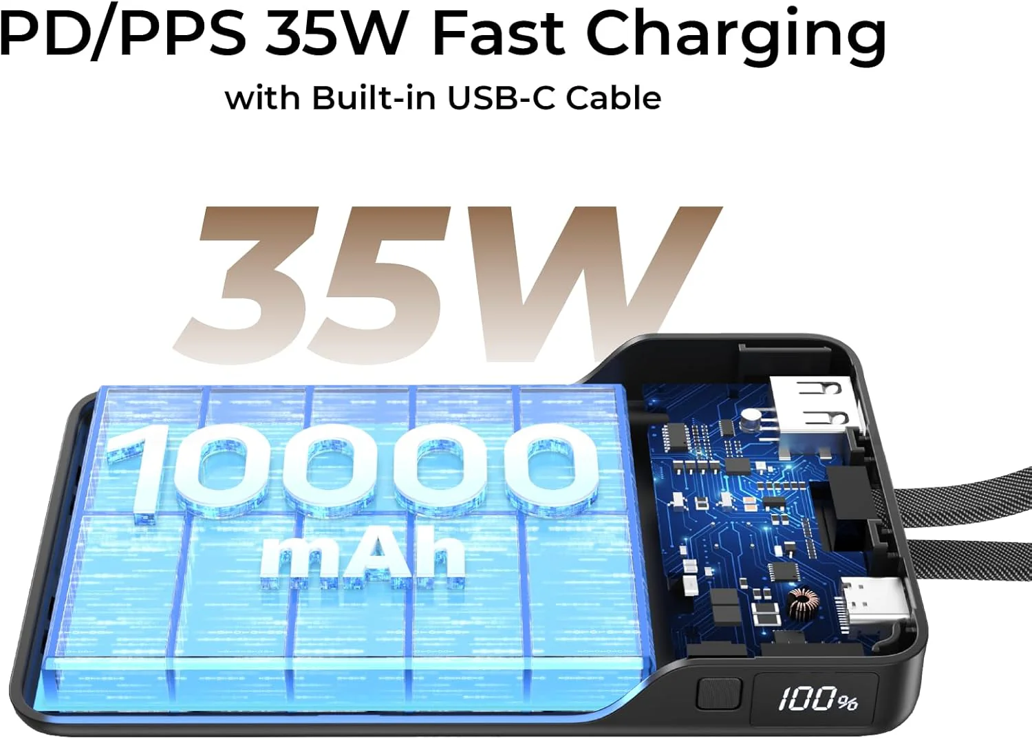 Mazer PC35L10V3 10000mAh Power Bank PD35W (BlackGrey) - Image 2