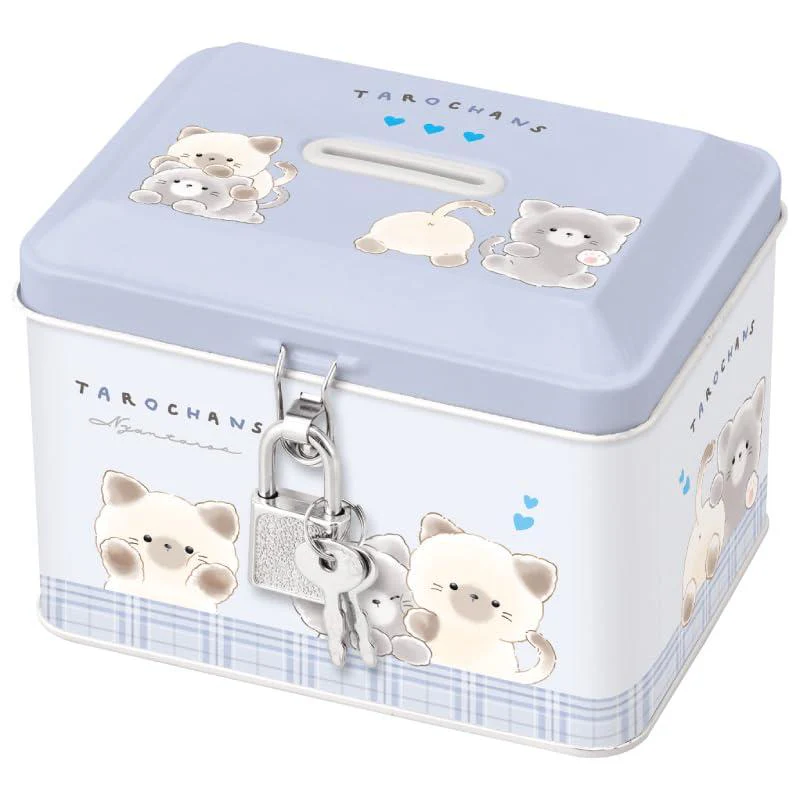 Metal Coin Bank With Lock - Blue Tarochans