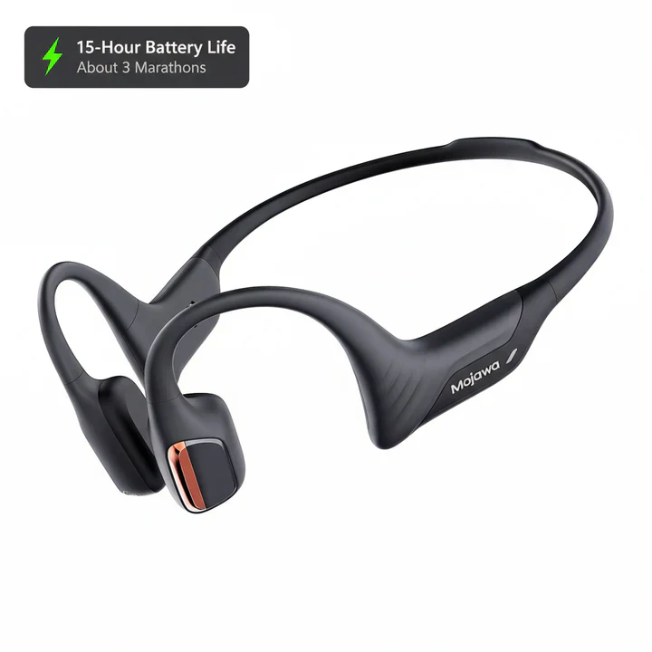 Mojawa Purra Run Long Battery Life Bone Conduction Headphones | 15-Hour Battery Life Wind Noise Reduction for Cycling - Black - Image 2