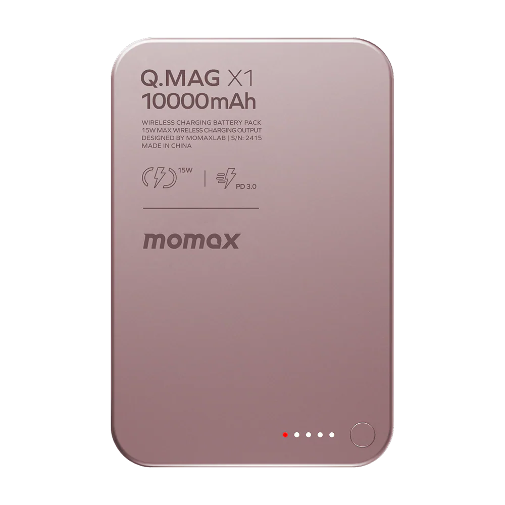 Momax IP117AP Q.MAG X1 10,000mAh Magnetic Wireless Battery Pack (Pink) - Image 2