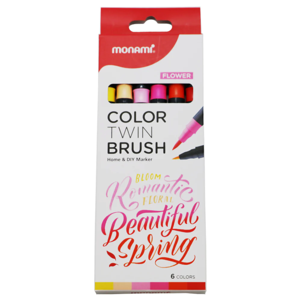 Monami Colour Twin Brush 6C Flower Pack