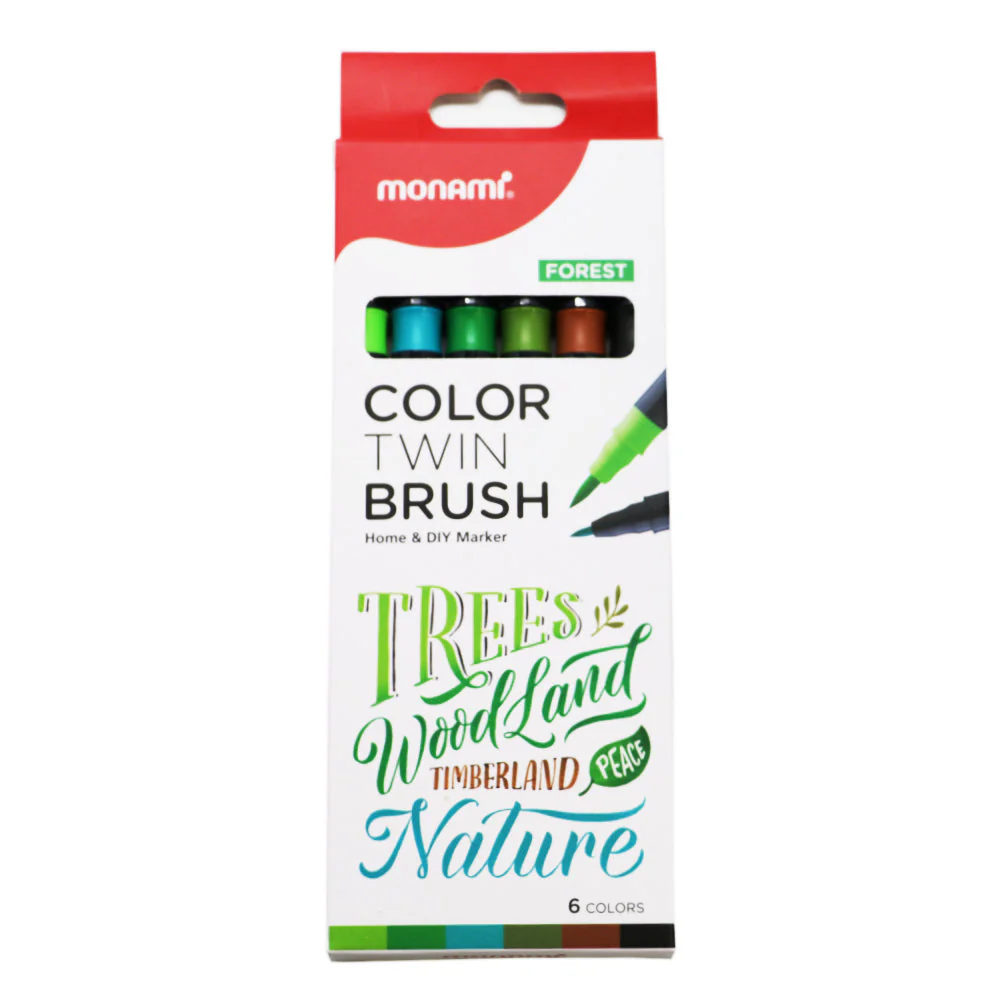 Monami Colour Twin Brush 6C Forest Pack
