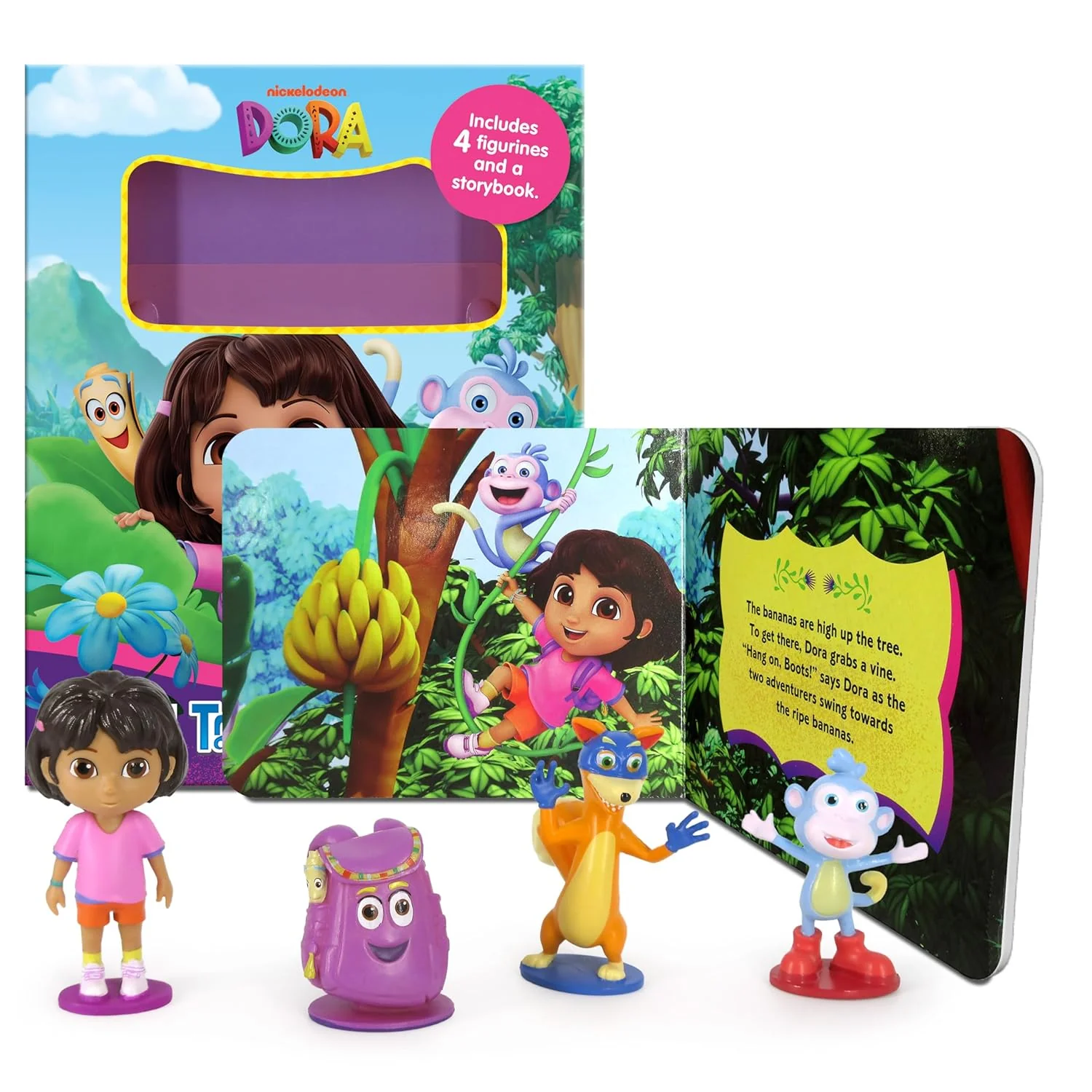 Nickelodeon Dora Tattle Tales (Activity Books For Kids, 12-Page Storybook, 4 Figurines) Board Book – Picture Book - Image 3
