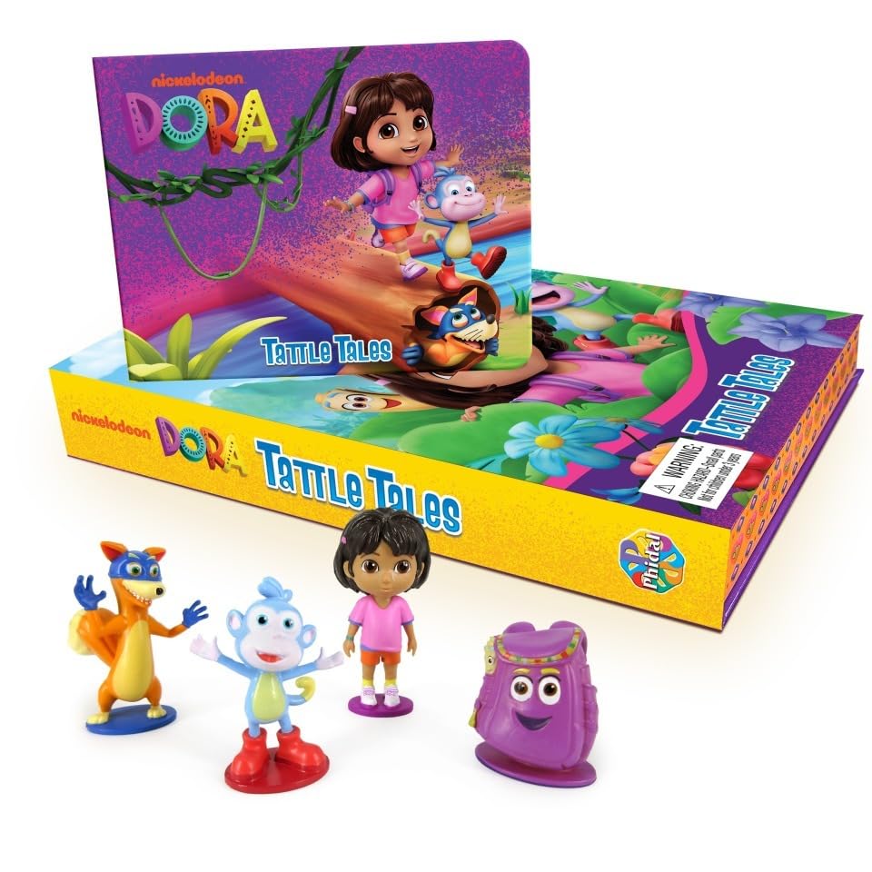 Nickelodeon Dora Tattle Tales (Activity Books For Kids, 12-Page Storybook, 4 Figurines) Board Book – Picture Book - Image 4