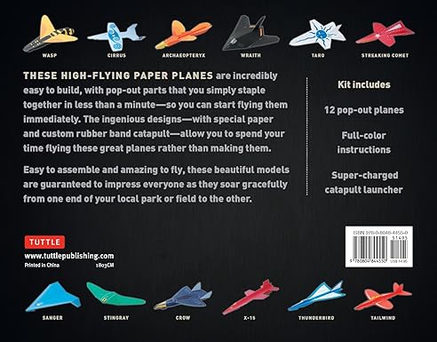 One Minute Paper Airplanes Kit: 12 Pop-Out Planes, Easily Assembled in Under a Minute: Paper Airplane Book with Paper, 12 Projects & Plane Launcher - Image 2