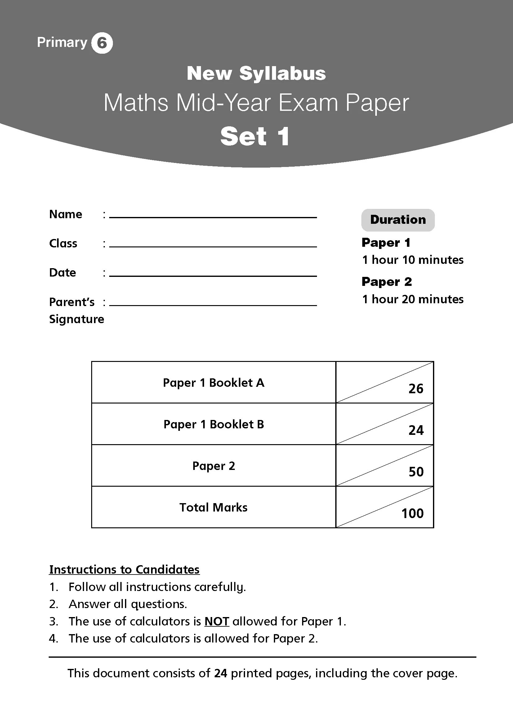 Primary 6 New Syllabus Maths Exam Papers - Image 3