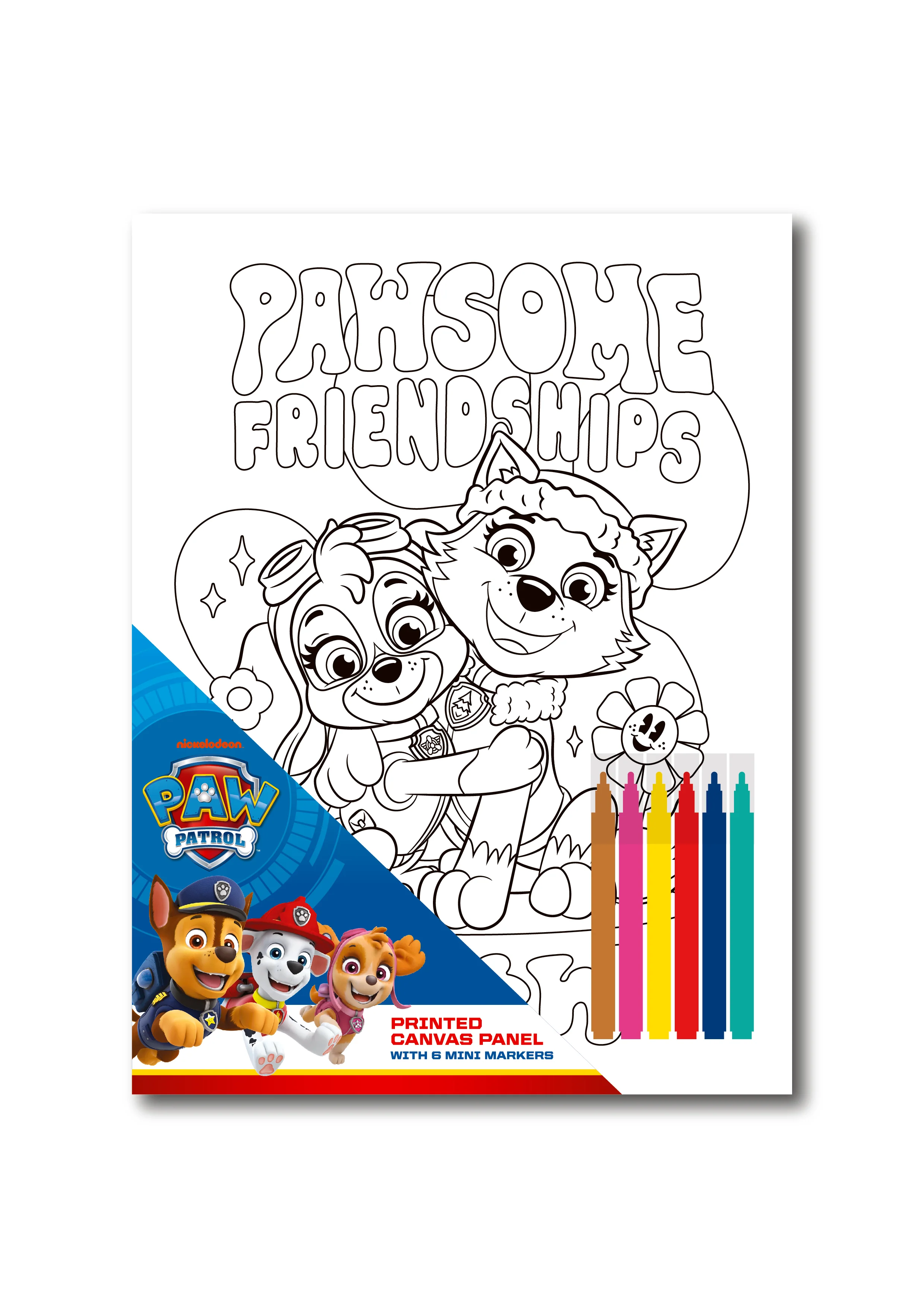 Paw Patrol Printed Canvas Panel with 6 Mini Markers Set 15x20cm - Image 4