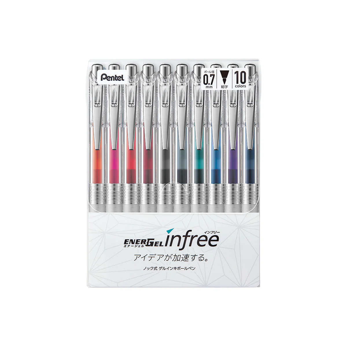 PENTEL Energel Infree 0.7Mm 10 Cols Set