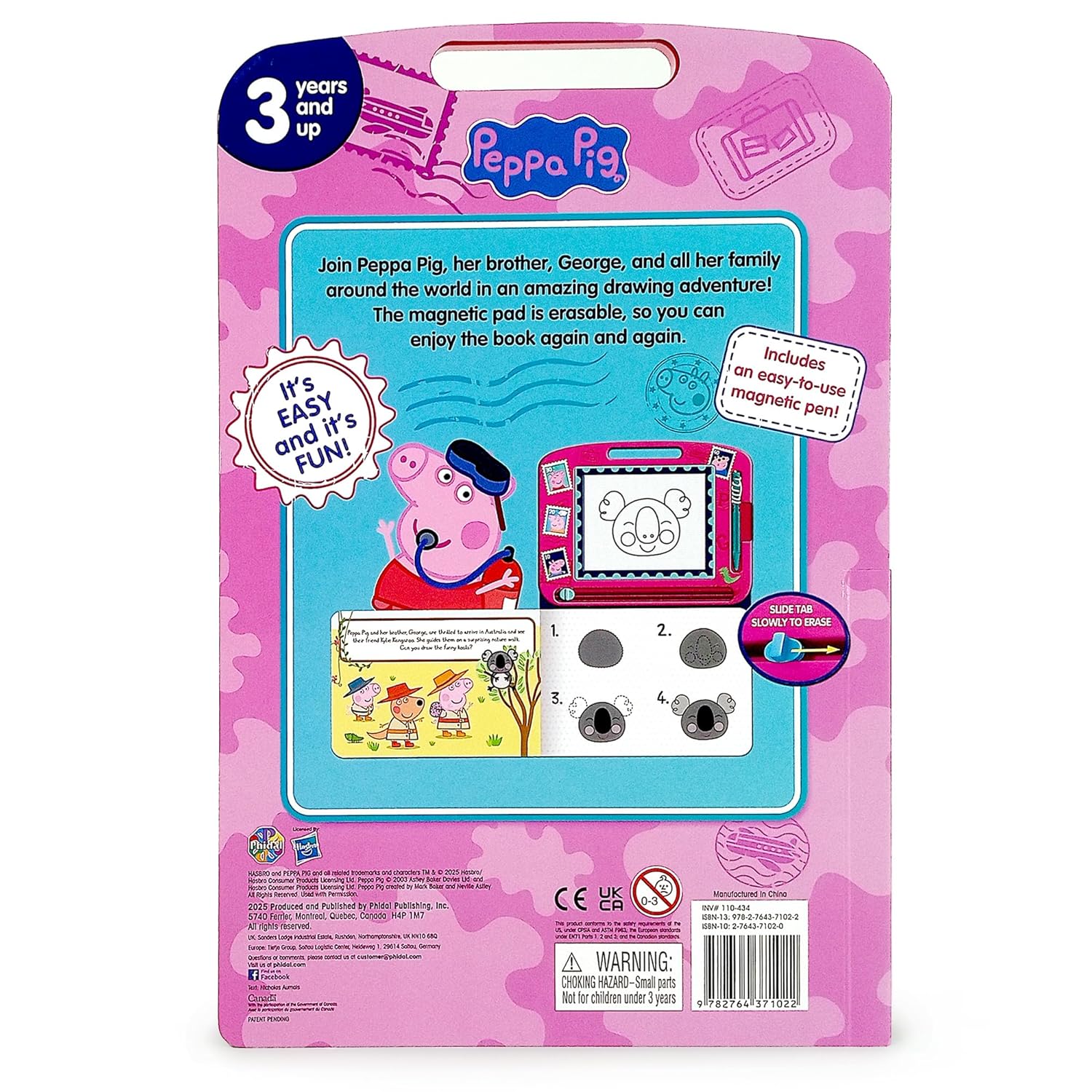 Peppa Pig Peppa's Adventures Read & Doodle - Learning resources For Kids, A Magnetic Drawing Pad, An Easy-To-Use Pen, 22-Page Board Book For Reading And Drawing (Novelty Book – Picture Book) - Image 2