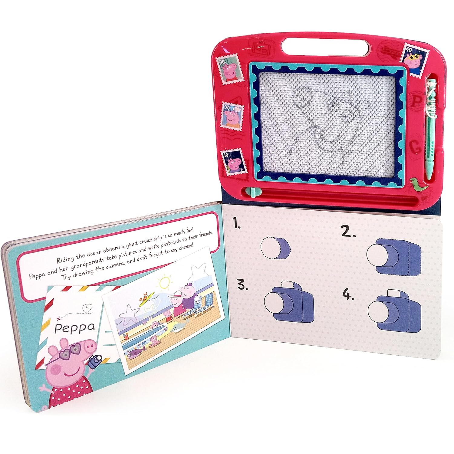 Peppa Pig Peppa's Adventures Read & Doodle - Learning resources For Kids, A Magnetic Drawing Pad, An Easy-To-Use Pen, 22-Page Board Book For Reading And Drawing (Novelty Book – Picture Book) - Image 3