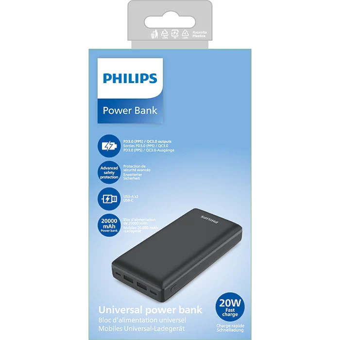 Philips Power Bank 20000mAh PD20W USB-C DLP7721C/10 – Black - Image 5