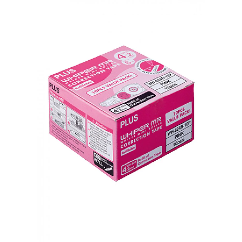 Plus Correction Tape Whiper MR Refill 10's Box 4.2mm x 6m WH-624R-10P