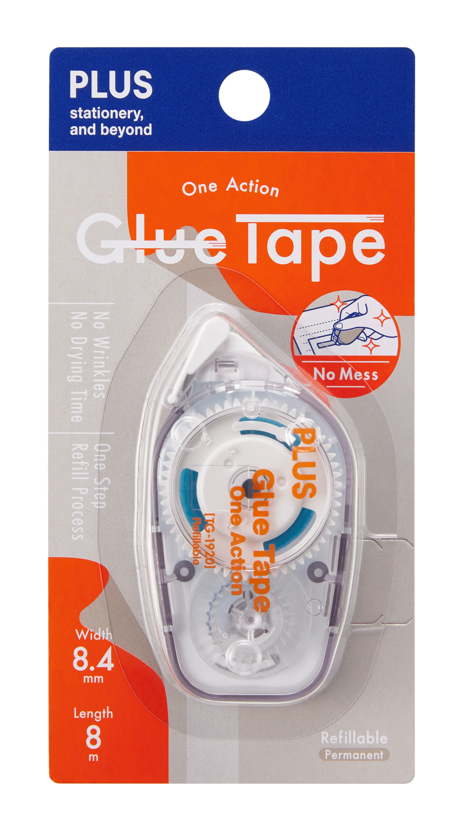 PLUS One Action Glue Tape 8.4mmx8m Blue - Image 4