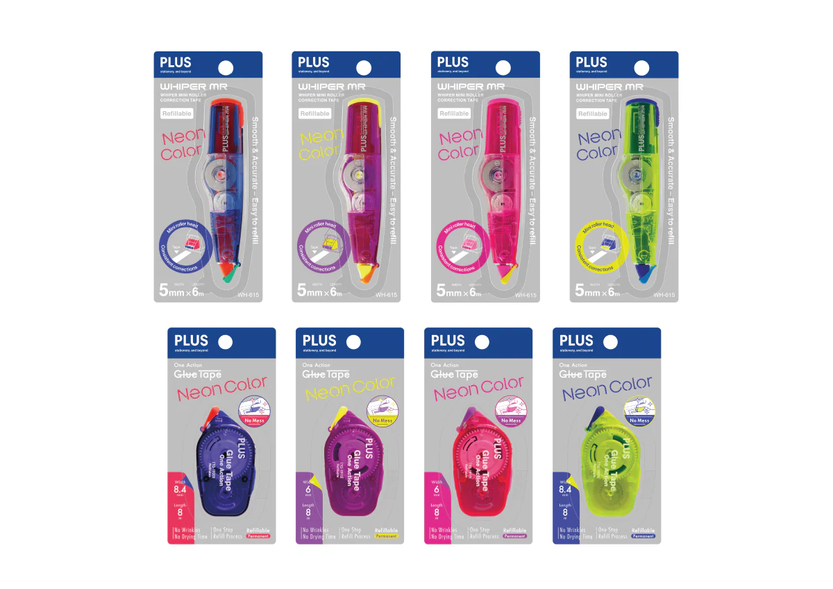 PLUS One Action Glue Tape Neon Color Series 8.4mm Yellow - Image 2