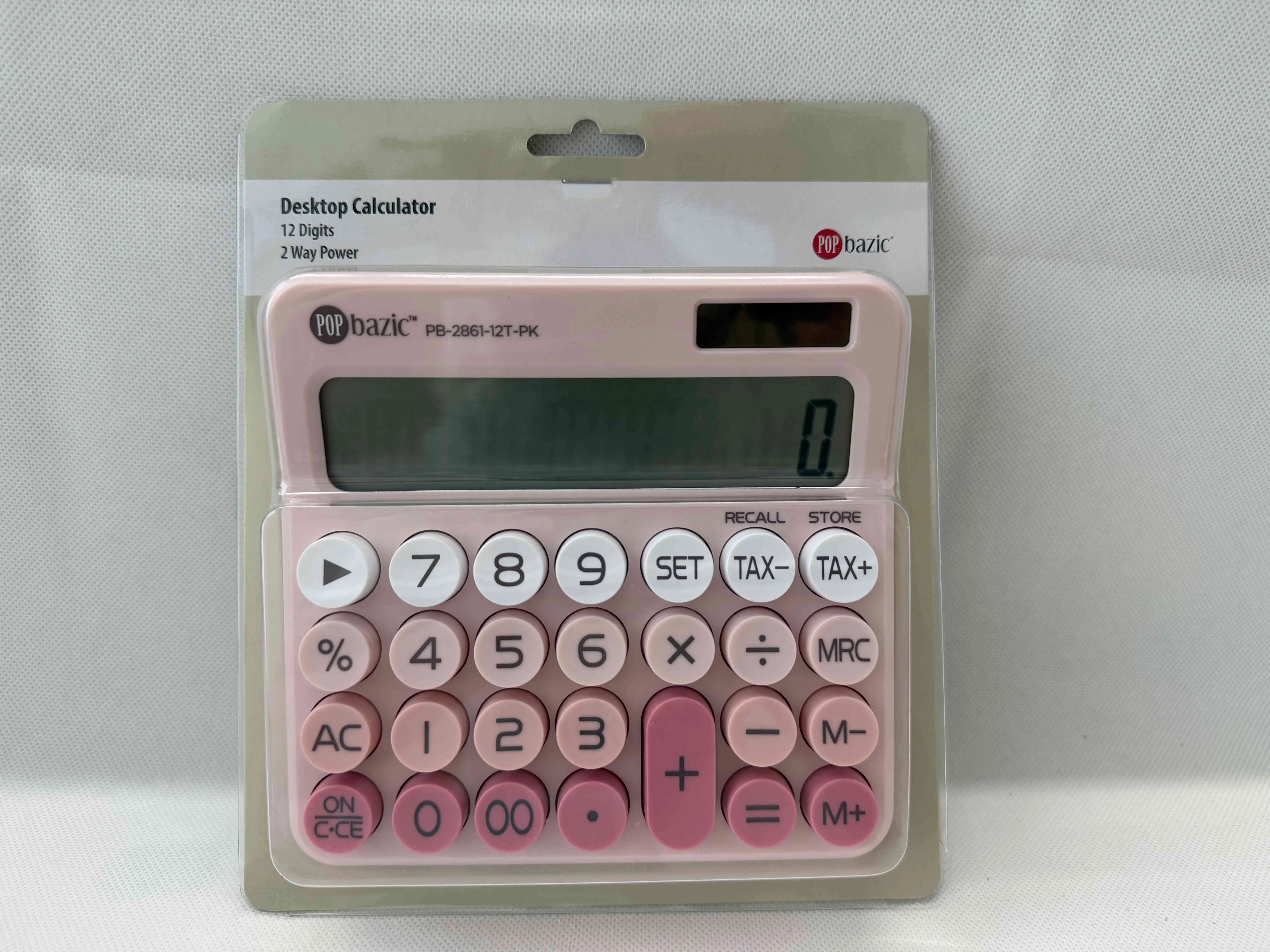 POP BAZIC Calculator 12 Digits PB2861 - Pink