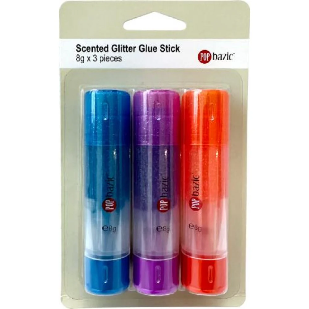 POP Bazic Scented Glitter Glue Stick 8G 3's