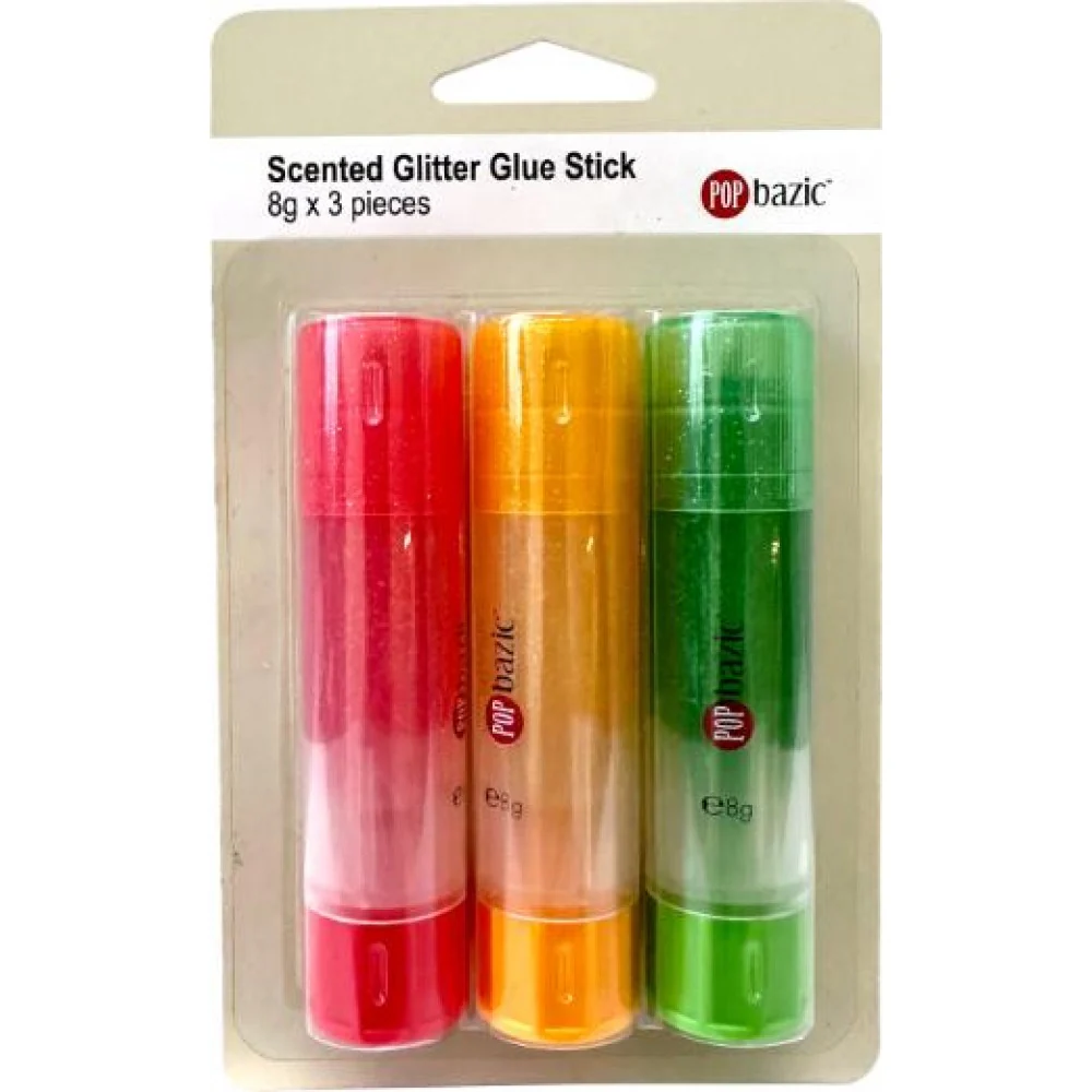 POP Bazic Scented Glitter Glue Stick 8G 3's - Image 2