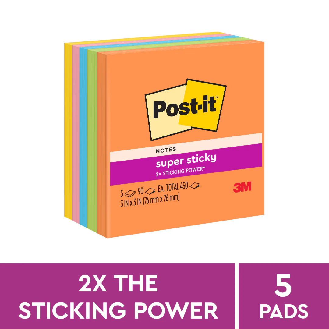 Post-it® 654-5ssau Super Sticky Notes, Rio De Janeiro Collection, 3x3" - Image 2