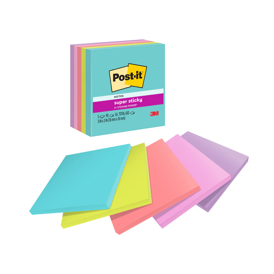 Post-it® 654-5SSMIA Super Sticky Notes Miami Collection, 3x3" - Image 2