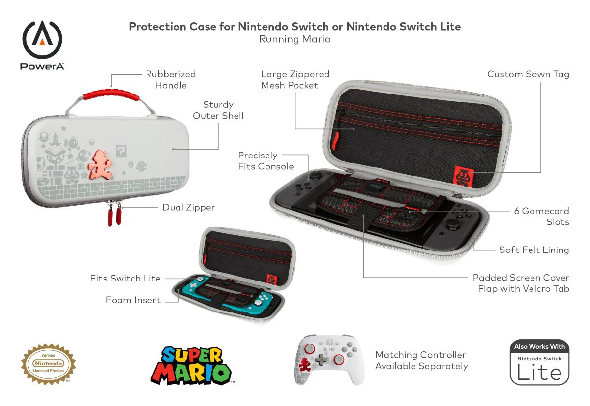 PowerA Enhanced Wired Controller and Protection Case for Nintendo Switch - Mario Punch / Running Mario - Image 5