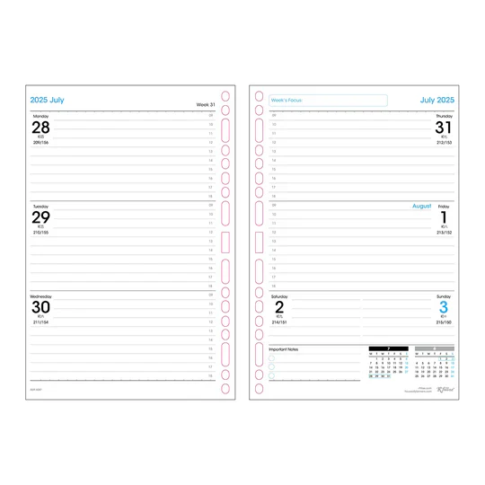R'fillae 4087 A5/a6 Weekly Planner Diary Refill - Image 2