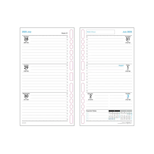 R'fillae 4087 A5/a6 Weekly Planner Diary Refill - Image 4