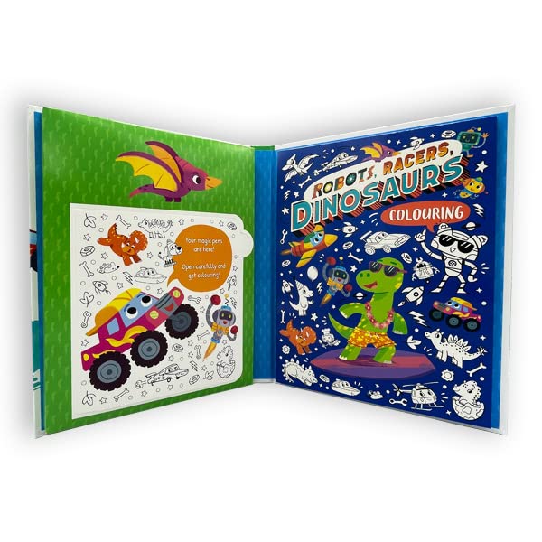 Robots, Racers, Dinosaurs Colouring (Book and Pen Set) Paperback - Image 5