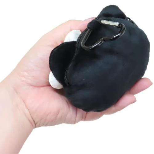Sanrio Monochrome Hello Kitty Plush Zipper Mascot Pouch With Carabiner - Image 2