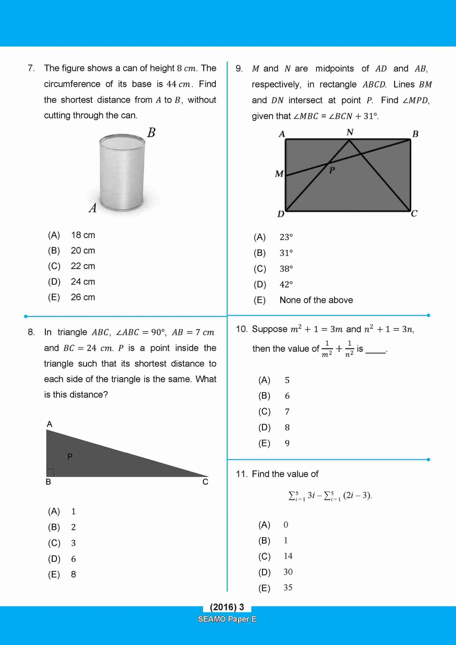 SEAMO Math Olympiad International Competition Preparation Paper E (SEAMO 2016-2025 + SEAMO X 2019-2026) Secondary 3&4 - Image 4
