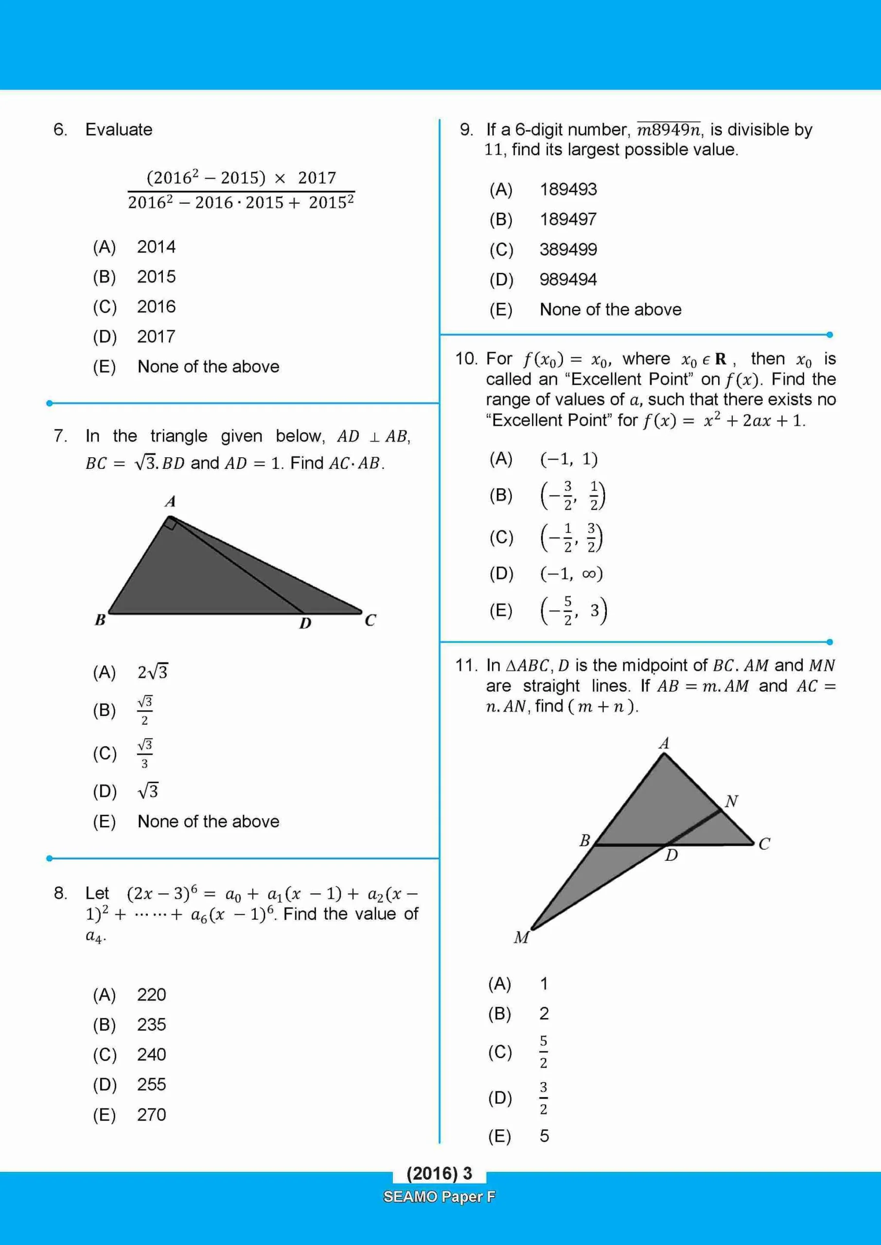 SEAMO Math Olympiad International Competition Preparation Paper F (SEAMO 2016-2025 + SEAMO X 2019-2026) Pre-University 1 & 2 - Image 4