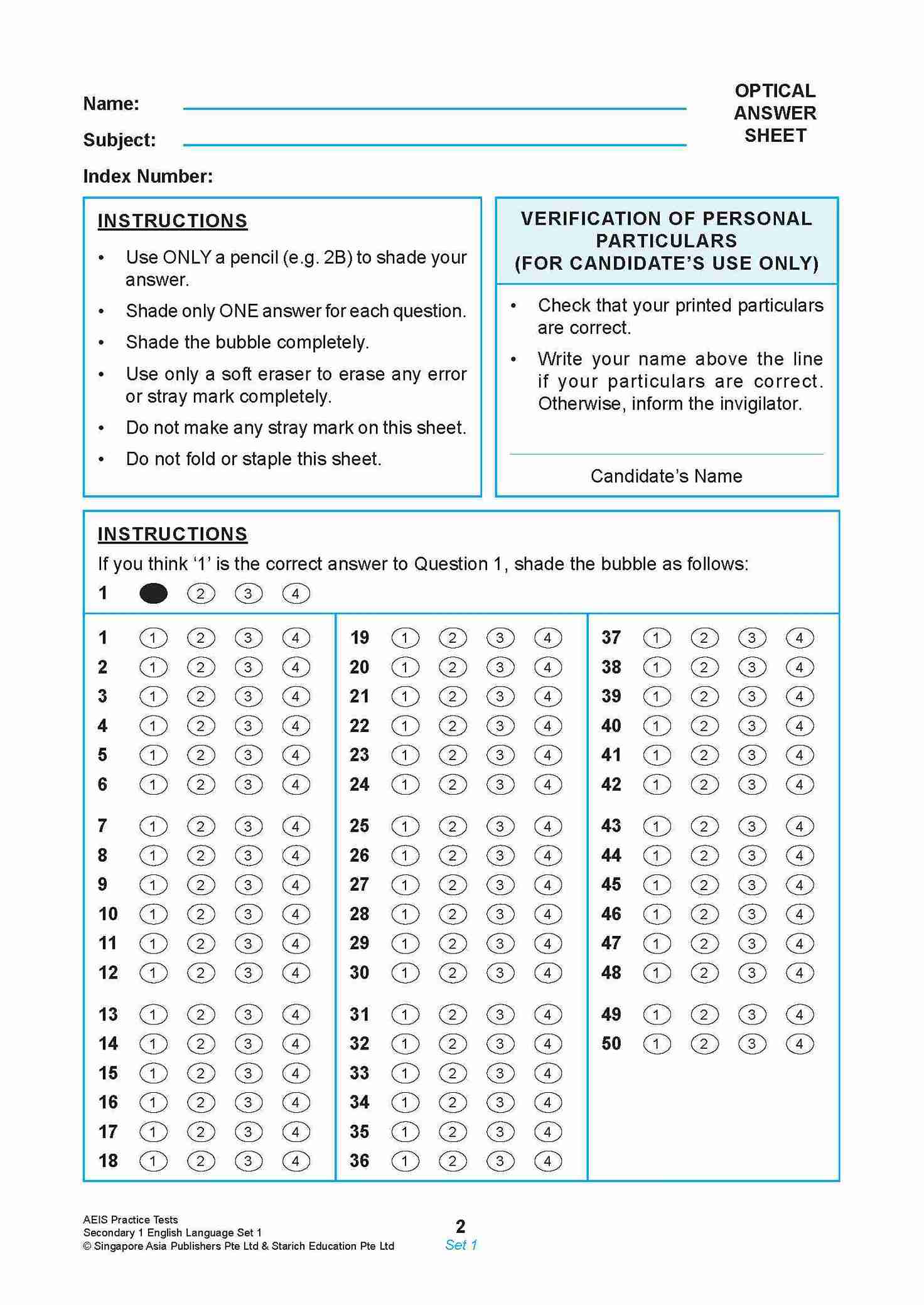 AEIS Practice Tests ENGLISH – Secondary 1 (12 to 14+ Years) - Image 5