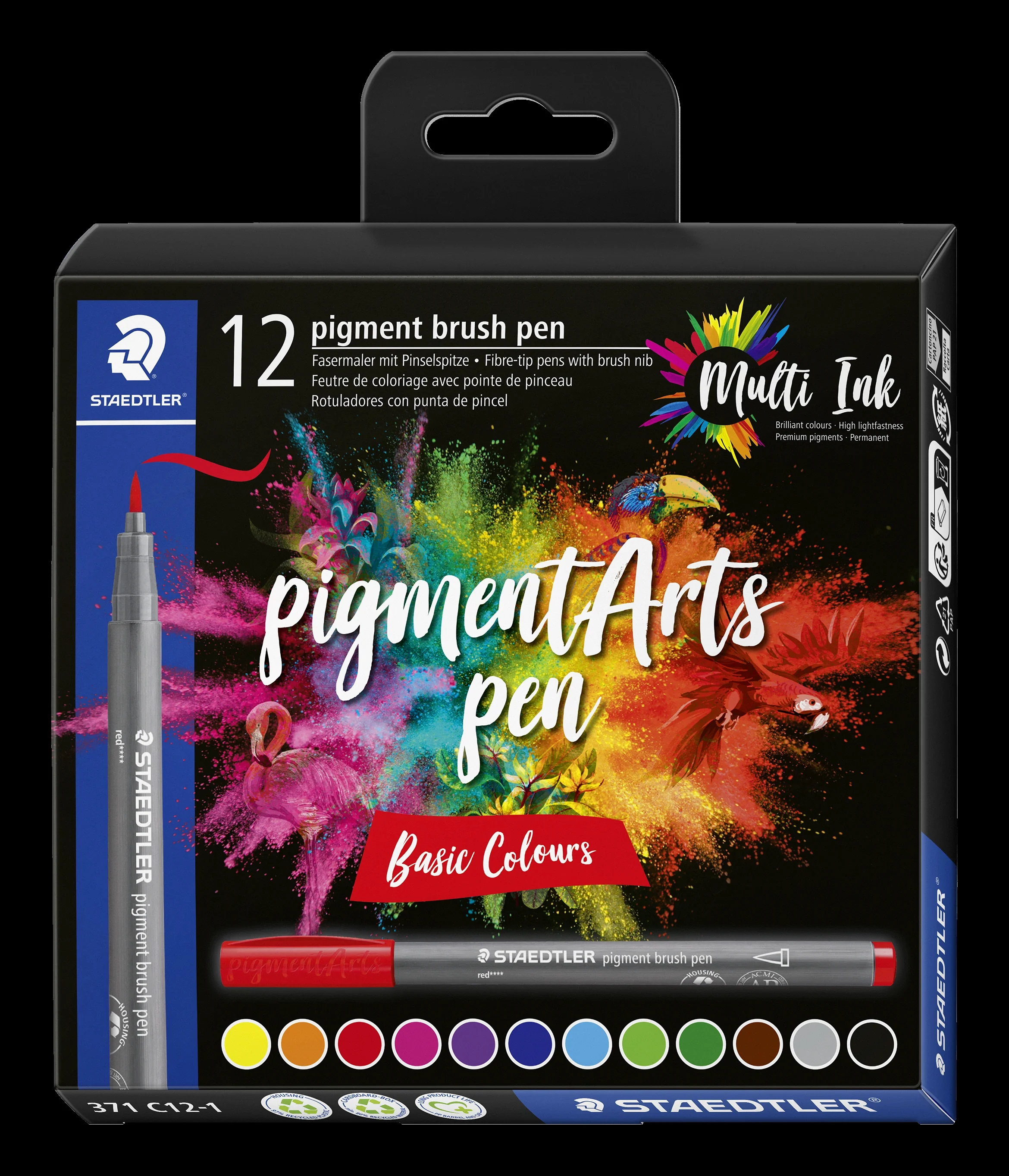 Staedtler Pigment Brush Pen 12's 371 C12 - Image 4