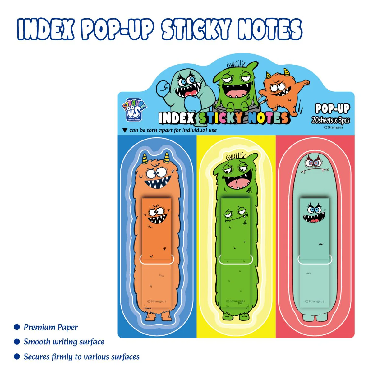 Strange Us Index Sticky Notes 3Pc/Set - Image 3