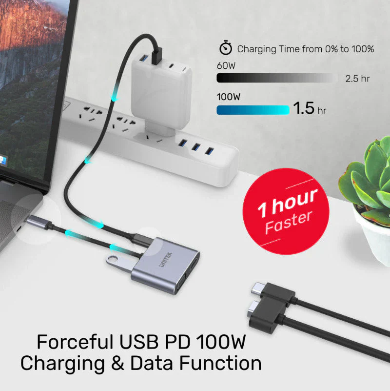 Unitek D1049A 4-in-1 Adapter HDMI + VGA + PD 100W Dual Display - Image 4