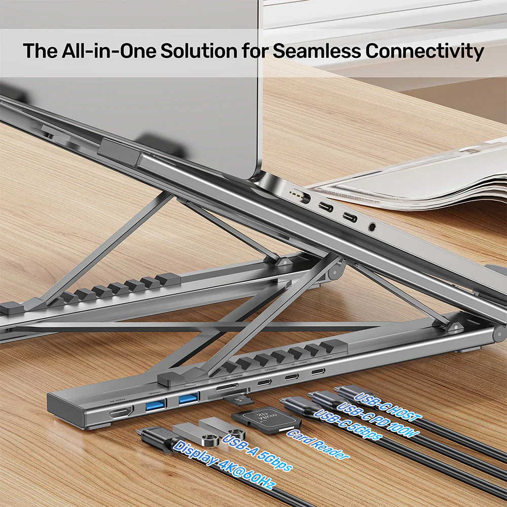 Unitek D1137AGY01 Foldable Laptop Stand with Docking Station - Image 3