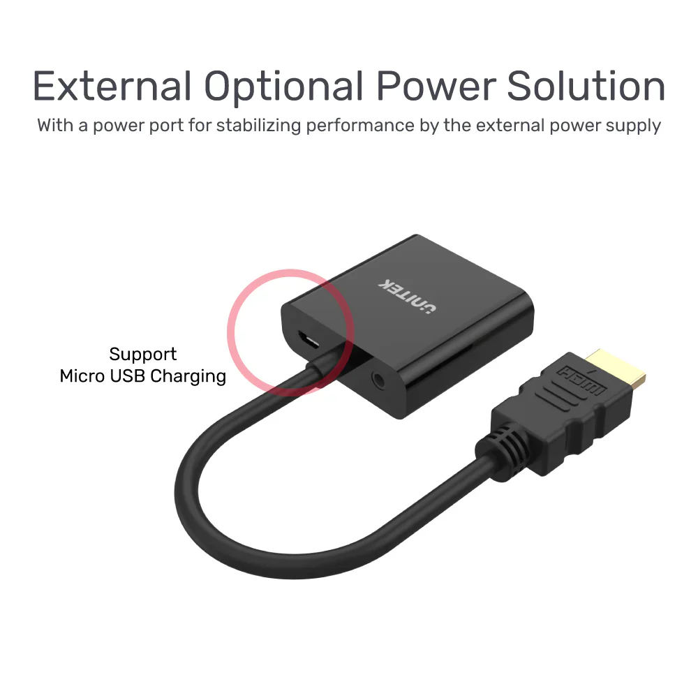 Unitek Y-6333 HDMI to VGA With Audio Converter (Black) - Image 2