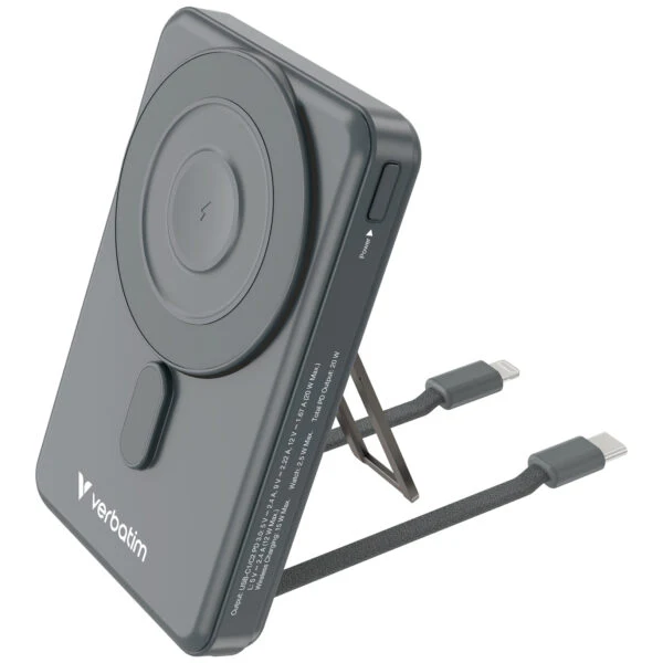 Verbatim 5-in-1 Charge ‘n’ Go 10000mAh Magnetic Wireless Power Bank - Image 2