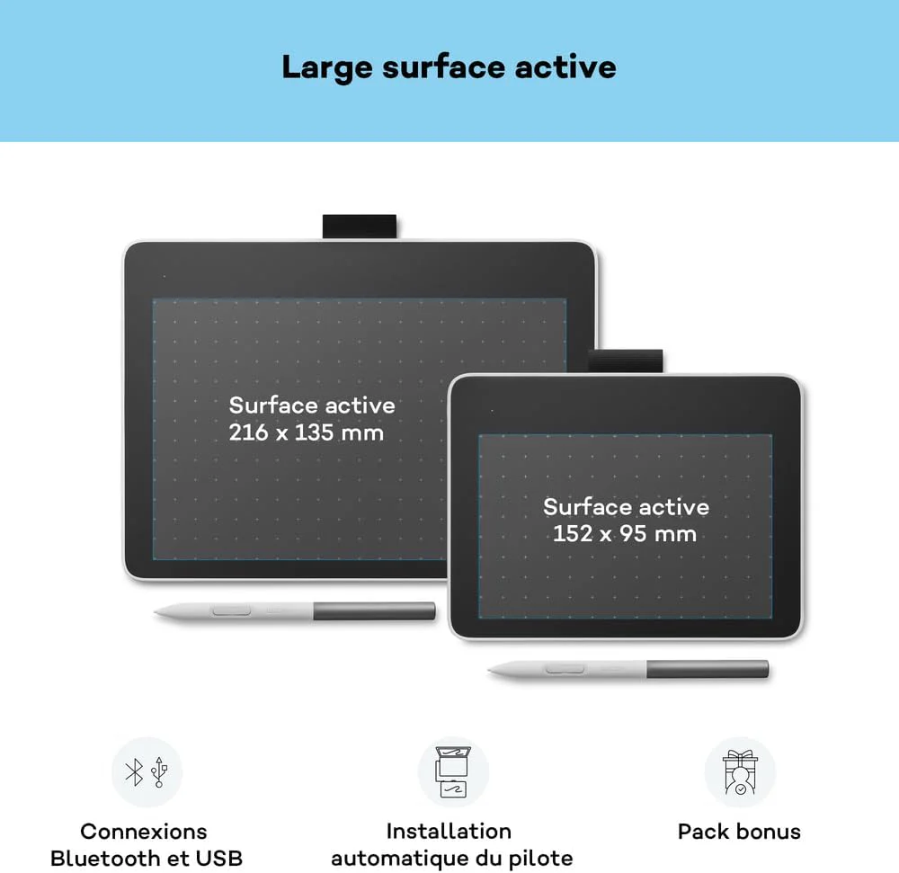 Wacom One S Stylus Tablet, Electromagnetic Resonance Stylus without Battery or Battery Included, Bluetooth Connectivity for Windows, Mac, Chromebook and Android: Ideal for Artists - Image 2