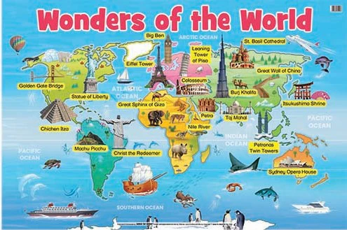 Wonders of the World - Educational Wall Poster