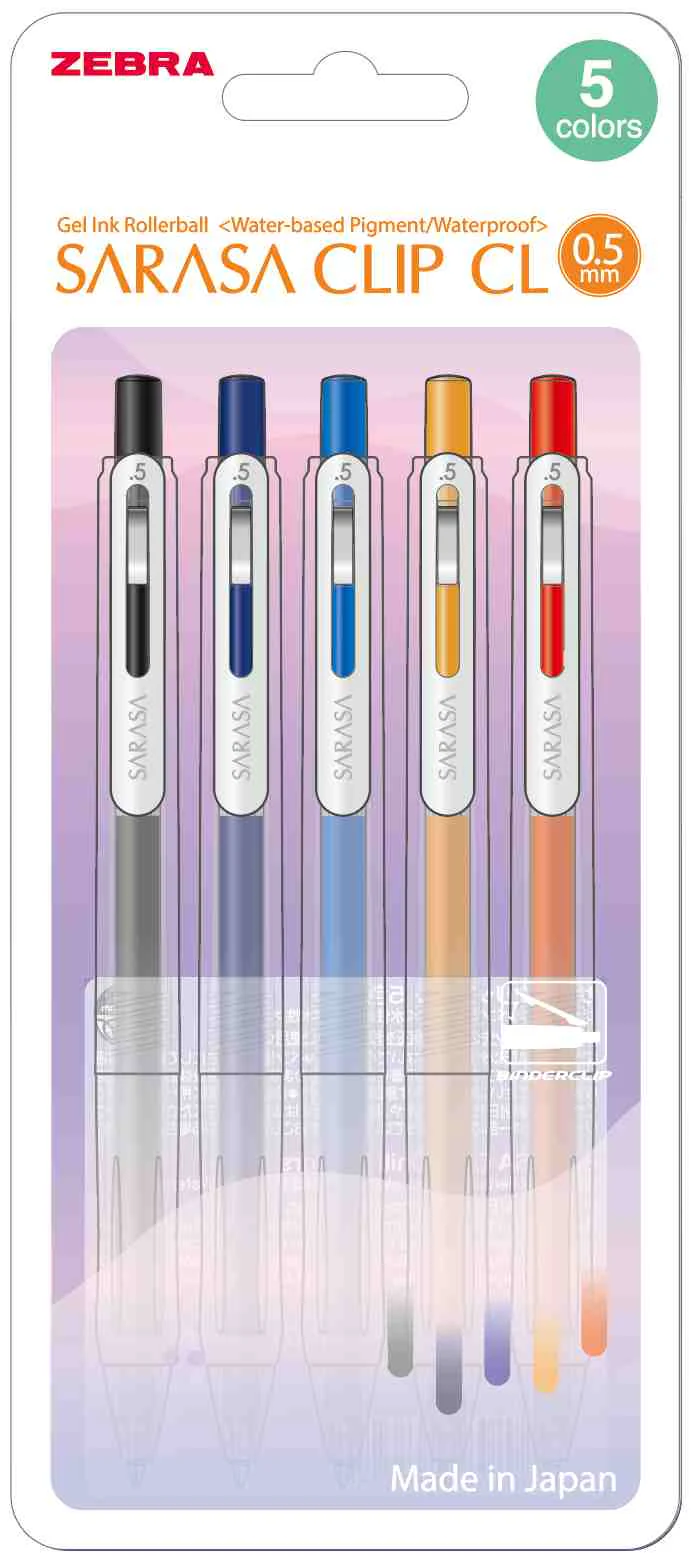 Zebra Sarasa Clip Cl Jj118-Cl- 5Col Set